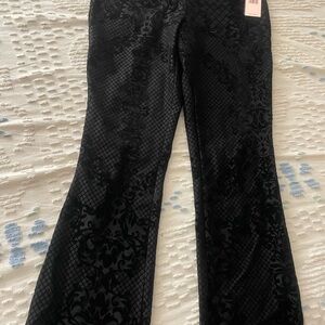 Black Velvet Patterned Pants